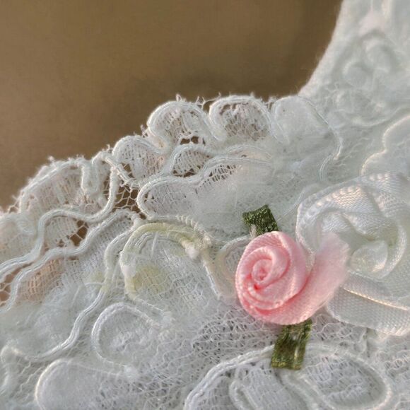 Vintage Cami Tank Top On Your Back By Jodi White Size S Lace Rosettes - Picture 6 of 9